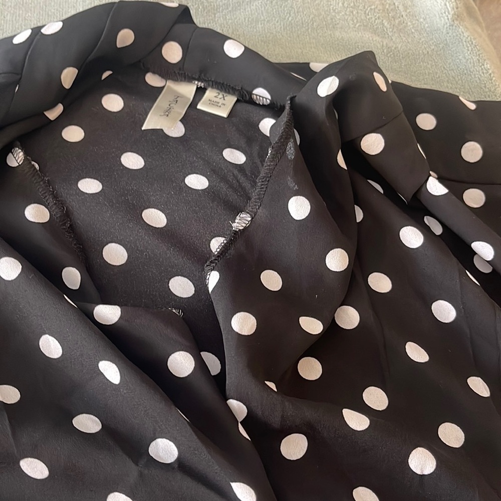 Black and white polka dot sleeveless top